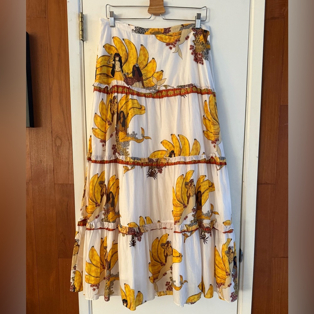 Farm Rio Off-White Mermaid Bananas Maxi Skirt - Picture 3 of 6